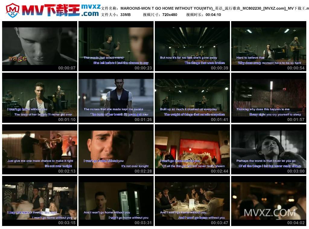 MAROON5-WON T GO HOME WITHOUT YOU(MTV)_英语_流行歌曲_MC802230